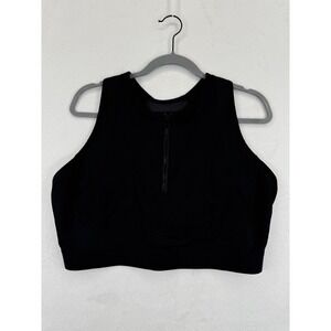 Fabletics 2X Black Zip Front High Impact‎ Racerback Sports Bra Plus Size no pads